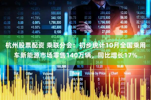 杭州股票配资 乘联分会：初步统计10月全国乘用车新能源市场零售140万辆，同比增长17%